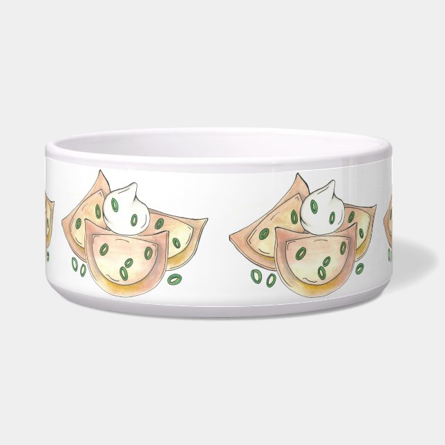 Polish Food Potato Dumplings Pierogies Sour Cream Bowl (Front)