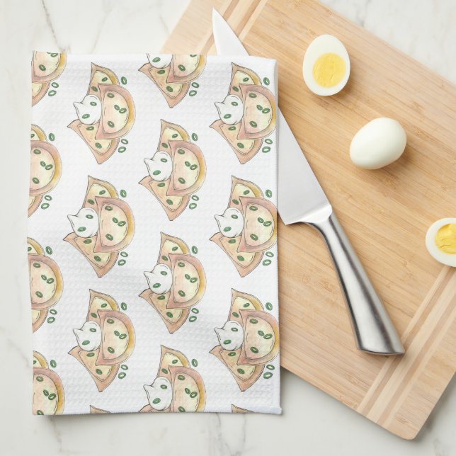 Polish Food Potato Dumplings Pierogies Sour Cream Kitchen Towel (Quarter Fold)