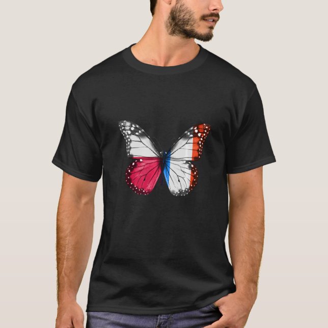 Polish French Flag Butterfly T-Shirt (Front)
