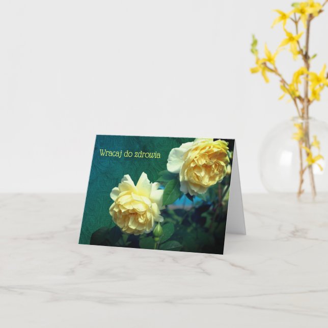 Polish Get Well Roses Flower Card (Yellow Flower)