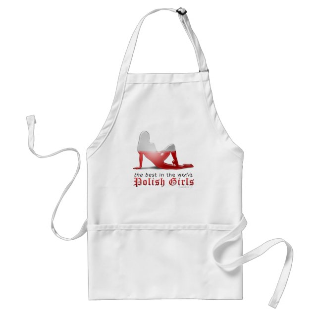 Polish Girl Silhouette Flag Adult Apron (Front)