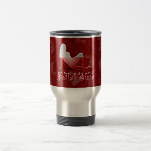 Polish Girl Silhouette Flag Travel Mug