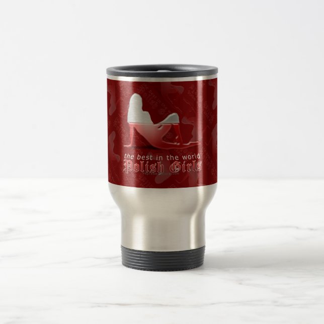 Polish Girl Silhouette Flag Travel Mug (Center)