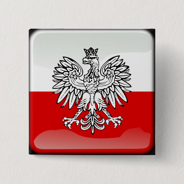 Polish glossy flag pinback button (Front)