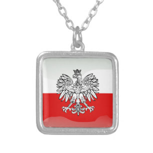 Polish glossy flag silver plated necklace