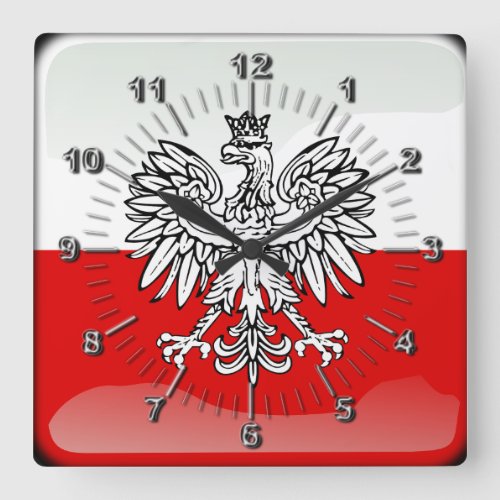 Polish glossy flag square wall clock