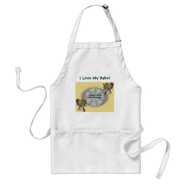 Polish Grandmother I Love Babci Photo Adult Apron (Front)