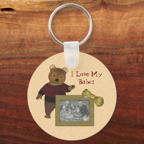 Polish Grandmother Love My Babci Bear Photo Keychain