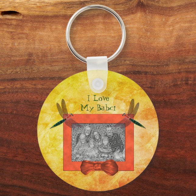Polish Grandmother Love My Babci Dragonfly  Keychain (Front)