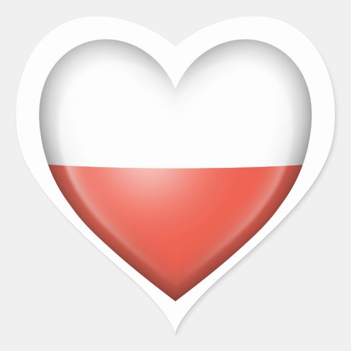 Polish Heart Flag on White Stickers