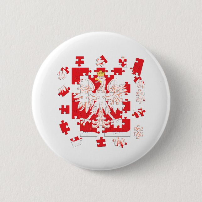 Polish Heritage Puzzle Pinback Button (Front)