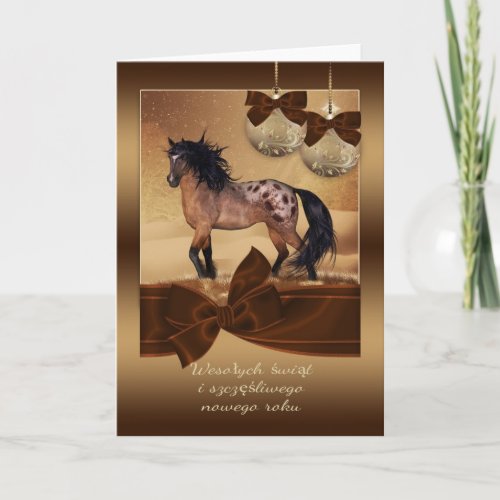 Polish Horse Christmas Holiday Greeting Card