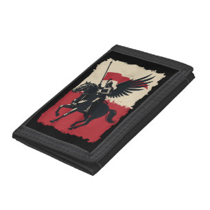 Polish Hussar Flag Warrior Tri-fold Wallet