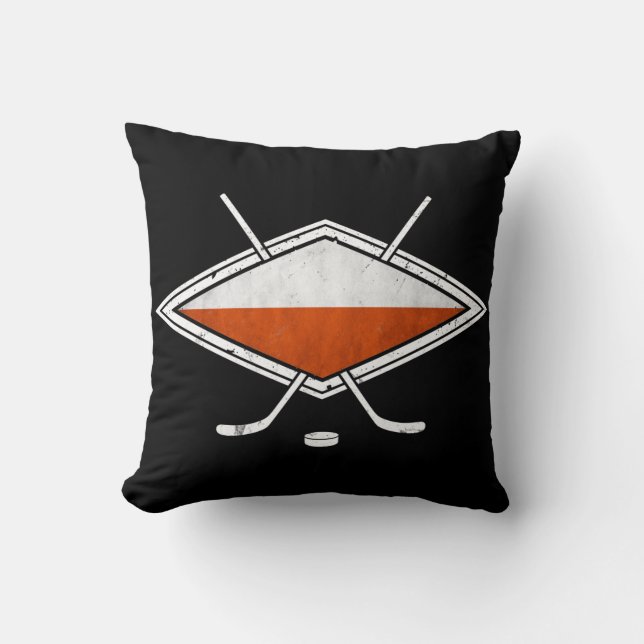 Polish Ice Hockey Logo Name & Number Throw Pillow (Front)