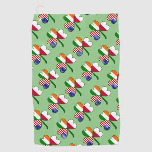 Polish Irish American Flag Tiled Shamrock  Golf Towel
