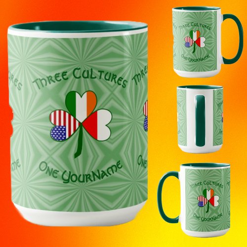 Polish Irish American Flags Shamrock Personalized  Magic Mug