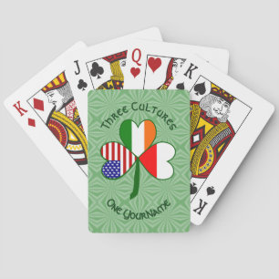 Polish Irish American Flags Shamrock Personalized Poker Cards