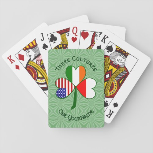 Polish Irish American Flags Shamrock Personalized Poker Cards