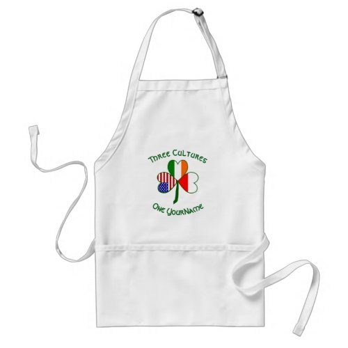 Polish Irish American Flags Shamrock Your Name Adult Apron