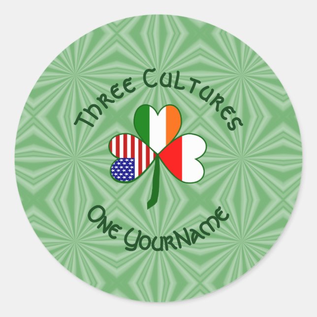 Polish Irish American Shamrock Flag Personalized  Classic Round Sticker (Front)