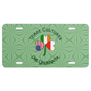 Polish Irish American Shamrock Flag Personalized License Plate