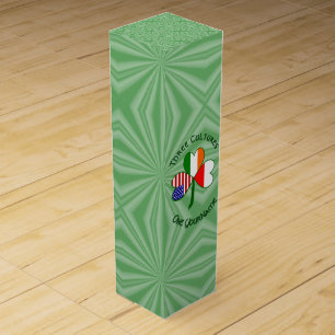 Polish Irish American Shamrock Flag Personalized Wine Box
