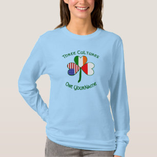 Polish Irish American Shamrock Personalized  T-Shirt