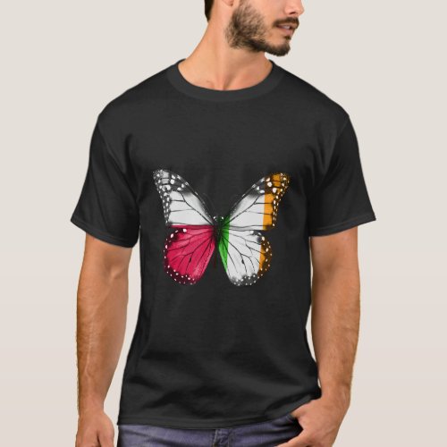 Polish Irish Flag Butterfly 1 T_Shirt