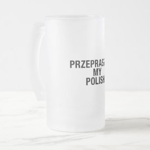 Polish Language Poland Polska Frosted Glass Beer Mug