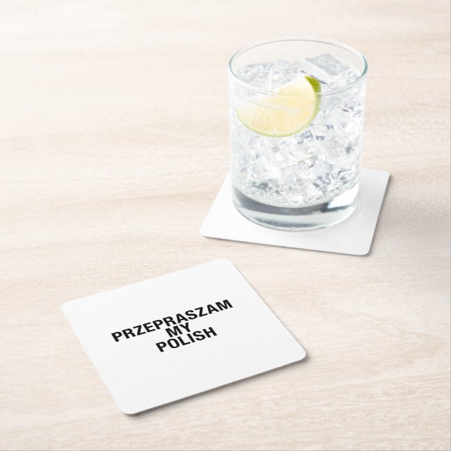 Polish Language Poland Polska Square Paper Coaster (Insitu)