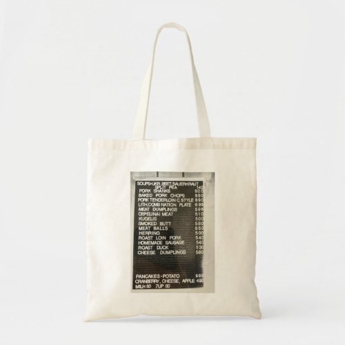 Polish Lithuanian Food Wall Menu BW Tote Bag