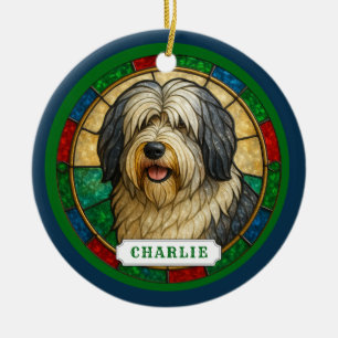 Polish Lowland Sheepdog Ceramic Circle Ornament