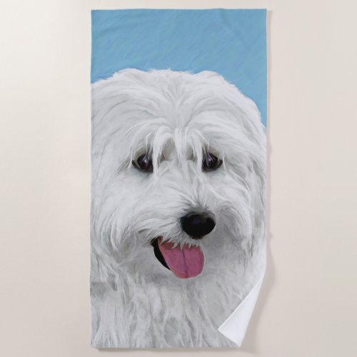 Polish Lowland Sheepdog Painting _ Dog Art Beach Towel