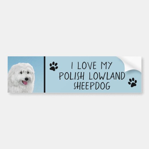 Polish Lowland Sheepdog Painting _ Dog Art Bumper Sticker