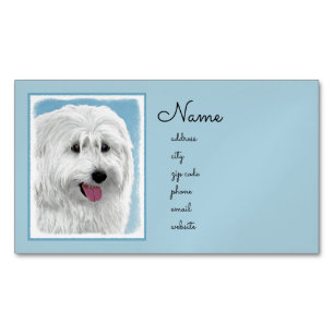 Polish Lowland Sheepdog Painting - Dog Art Business Card Magnet