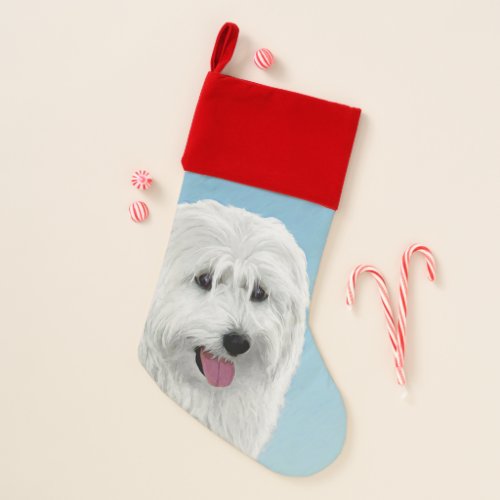 Polish Lowland Sheepdog Painting _ Dog Art Christmas Stocking