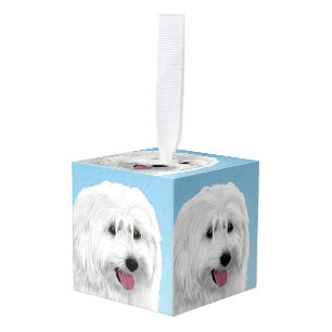 Polish Lowland Sheepdog Painting - Dog Art Cube Ornament