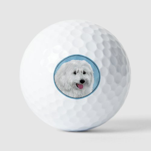 Polish Lowland Sheepdog Painting _ Dog Art Golf Balls
