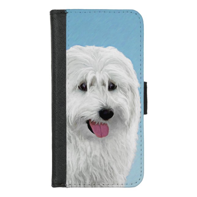 Polish Lowland Sheepdog Painting - Dog Art iPhone Wallet Case (Front)