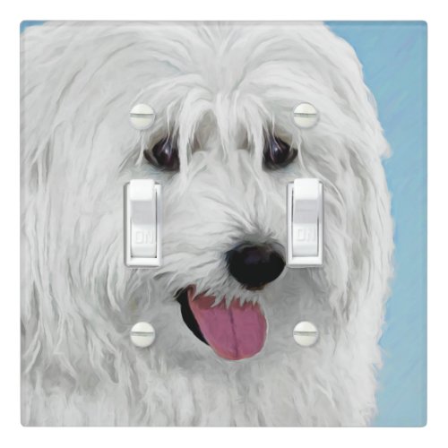 Polish Lowland Sheepdog Painting _ Dog Art Light Switch Cover