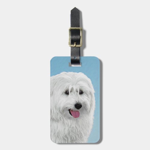 Polish Lowland Sheepdog Painting _ Dog Art Luggage Tag