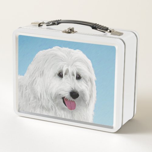 Polish Lowland Sheepdog Painting _ Dog Art Metal Lunch Box