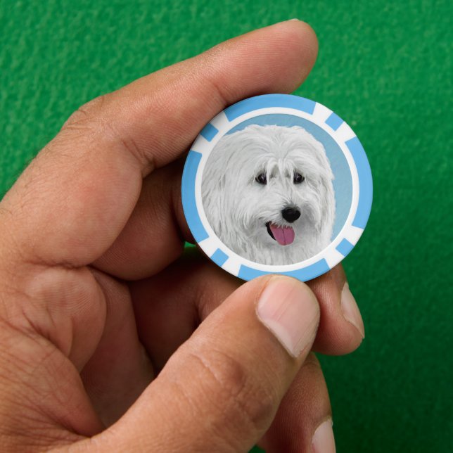 Polish Lowland Sheepdog Painting - Dog Art Poker Chips (Hand)