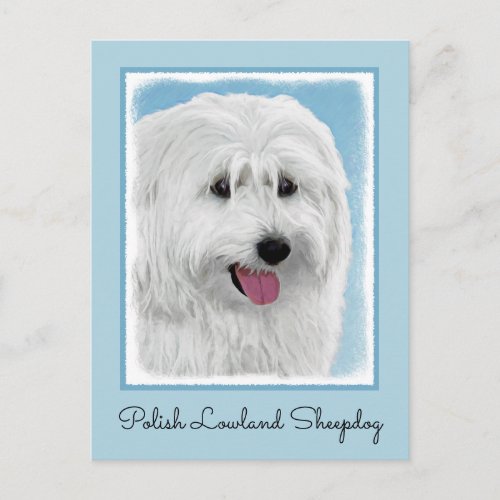 Polish Lowland Sheepdog Painting _ Dog Art Postcard