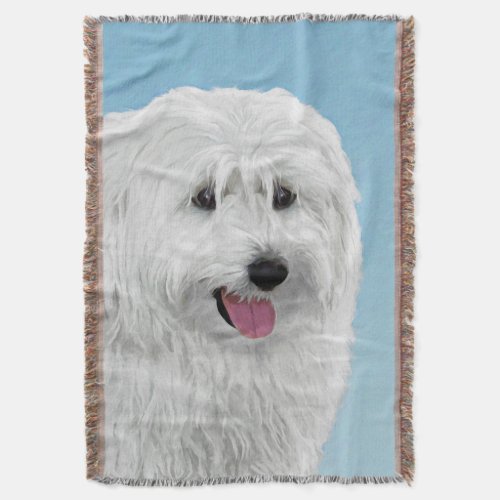 Polish Lowland Sheepdog Painting _ Dog Art Throw Blanket