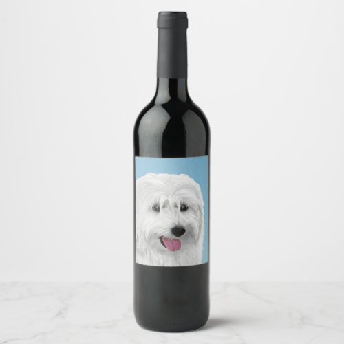 Polish Lowland Sheepdog Painting _ Dog Art Wine Label