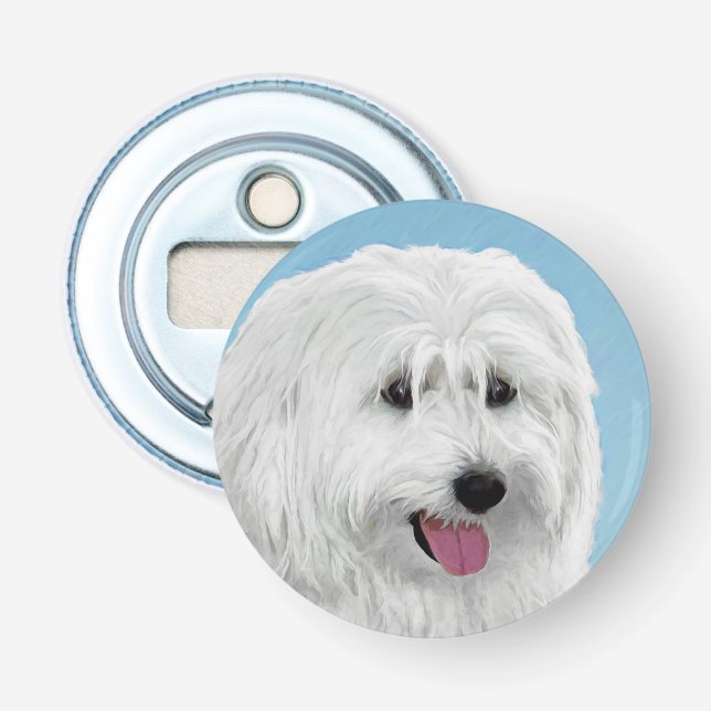 Polish Lowland Sheepdog Painting - Original Dog Ar Bottle Opener (Front)