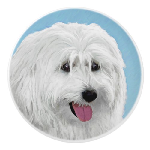 Polish Lowland Sheepdog Painting _ Original Dog Ar Ceramic Knob