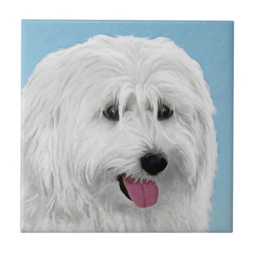 Polish Lowland Sheepdog Painting _ Original Dog Ar Ceramic Tile