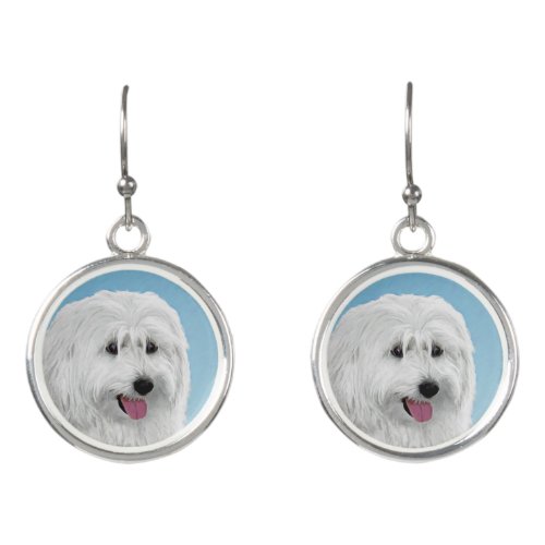 Polish Lowland Sheepdog Painting _ Original Dog Ar Earrings